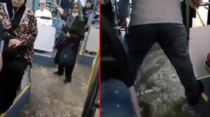 Üsküdar'da İETT otobüsünü su bastı, yolcular panik yaşadı
